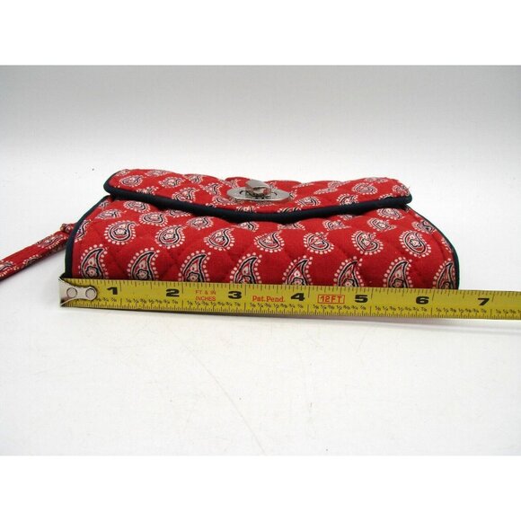 Vera Bradley Red Bandana Petite Paisley Printed Turnlock Wristlet Wallet Quilted - Picture 11 of 12